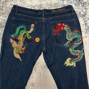 Embroidered Dragon Jeans